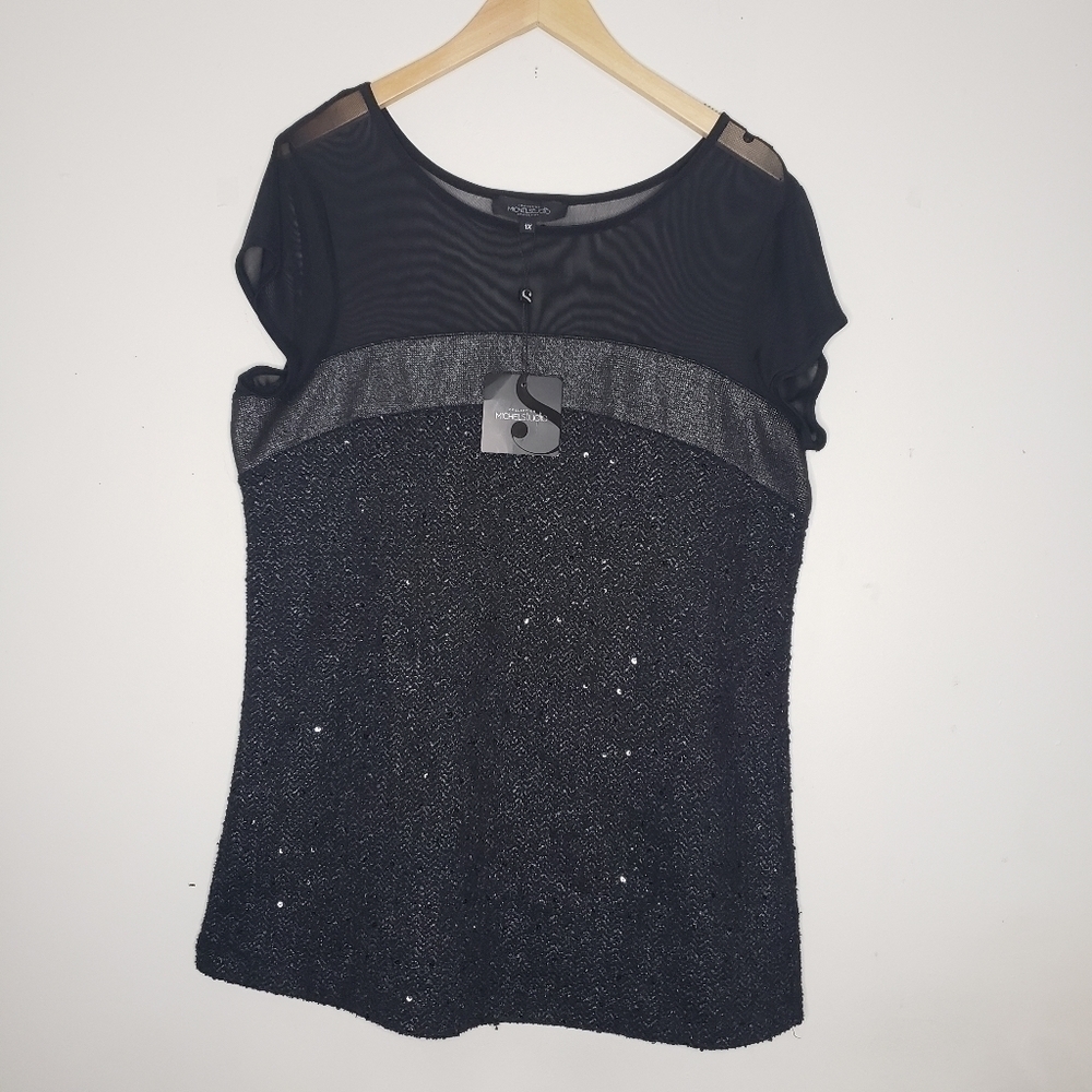 Michel Studio Collection Mesh Sequence Top Size 1X